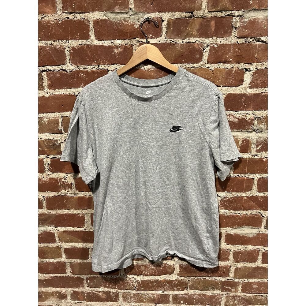 Nike Mens Gray Short Sleeve Dri-Fit T-shirt Embroidered Logo Size XL